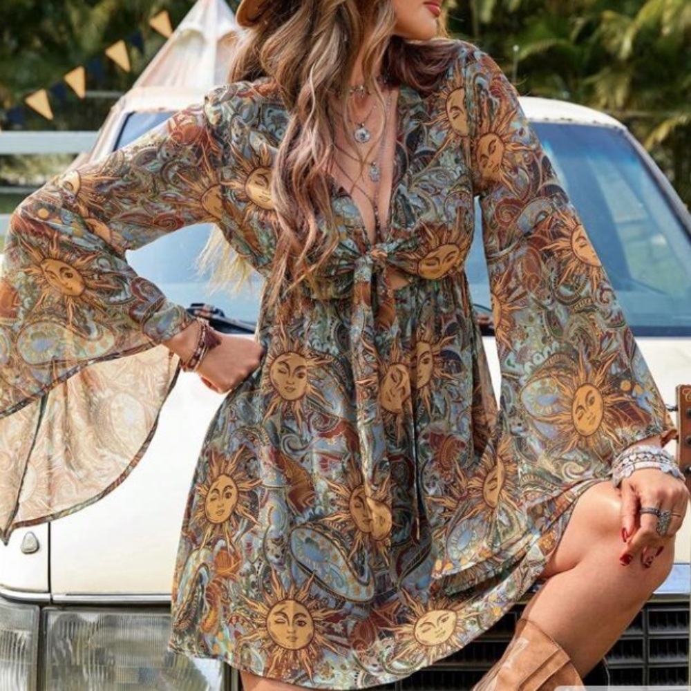 Bohemian Sun Print Dress